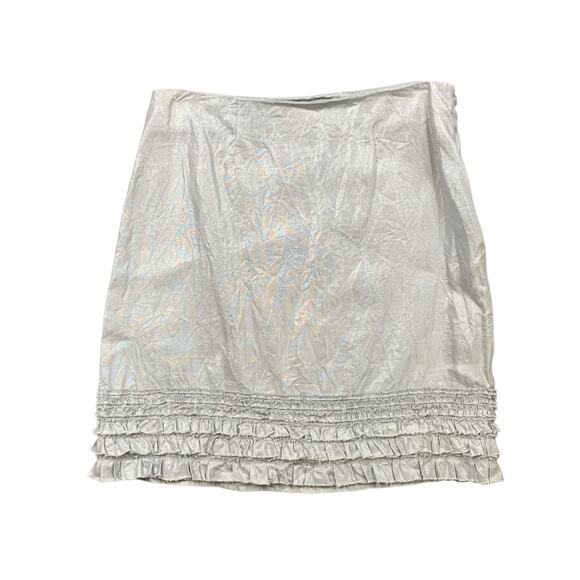 Tommy Bahama Skirt Womens 6 Shadow Metallic Ferrin Foil Ruffled Linen Side Zip - Picture 1 of 12